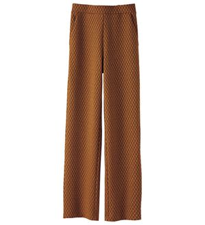 BELLUNA（ベルーナ）の「クラシカルジャカード小紋柄セミワイドパンツ（ワイドパンツ・ガウチョ）」｜テラコッタ系