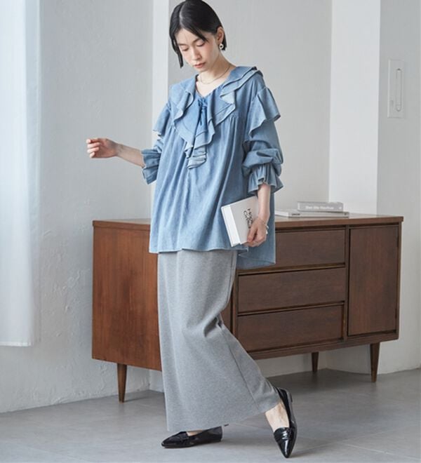 RANAN（ラナン）の「セルフカットリブロングナロースカート（ロングスカート）」｜詳細画像