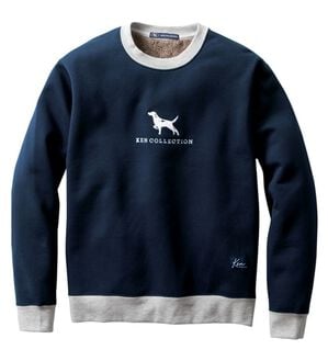 「＜ケン・コレクション＞刺しゅうデザインが魅力の裏ボアトレーナー（メンズトレーナー）」｜ネイビー