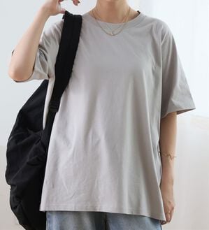 A HAPPY MARILYN（アハッピーマリリン）の「【Ｌ～８Ｌ】ＵＳＡコットン１００％ベーシックＴシャツ（Tシャツ）」｜アイスグレー