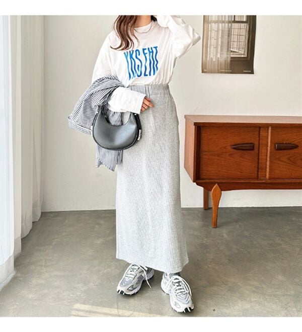 GeeRA（ジーラ）の「【着回し力◎】楽ちんすっきり見え！リブロングスカート（ロングスカート）」｜詳細画像