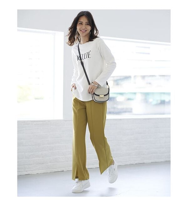 BELLUNA（ベルーナ）の「錯覚美脚！裾スリットセミワイドパンツ（フルレングスパンツ）」｜詳細画像