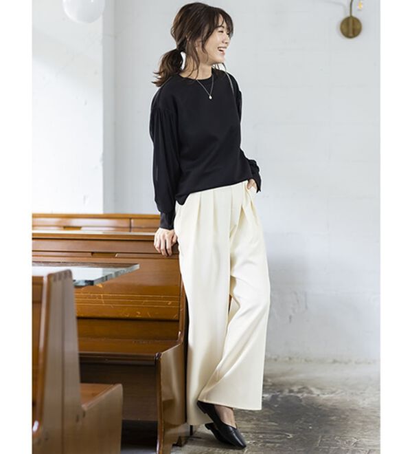 BELLUNA（ベルーナ）の「上品ツータックワイドパンツ（ワイドパンツ・ガウチョ）」｜詳細画像