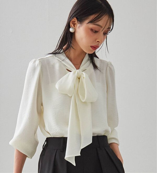 RANAN（ラナン）の「ボウタイリボンブラウス（ブラウス）」｜詳細画像