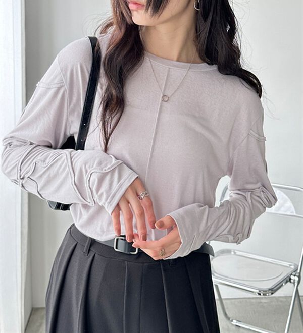 GeeRA（ジーラ）の「コード刺繍スラブシアーカットソー（カットソー）」｜詳細画像