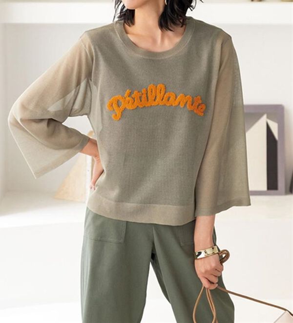 BELLUNA（ベルーナ）の「サガラ刺しゅうシアーニットプルオーバー（ニット・セーター）」｜詳細画像