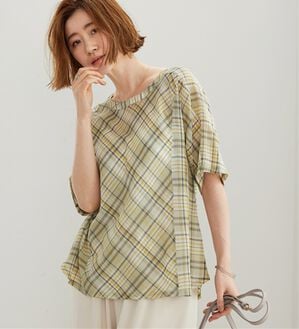 BELLUNA（ベルーナ）の「さらっと快適！Tシャツ見え切替ブラウス（ブラウス）」｜ライトグリーン系