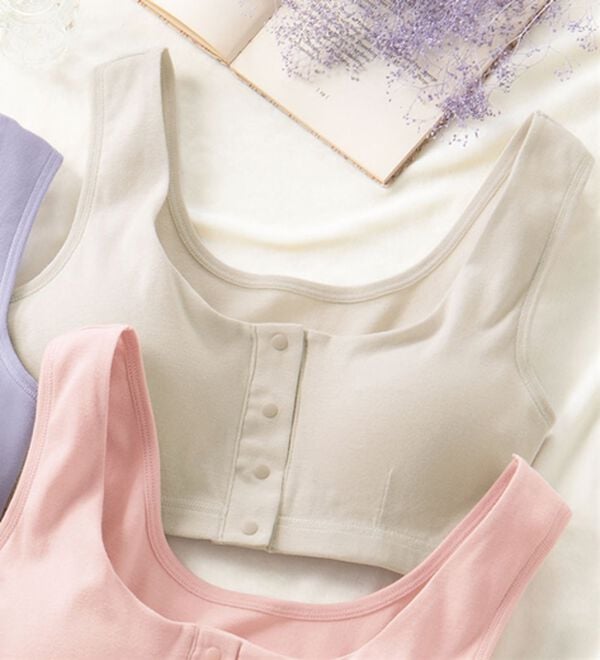 LAVIENNE（ラヴィエンヌ）の「素肌よろこぶオーガニックコットン前開きブラ（ブラジャー）」｜グレージュ