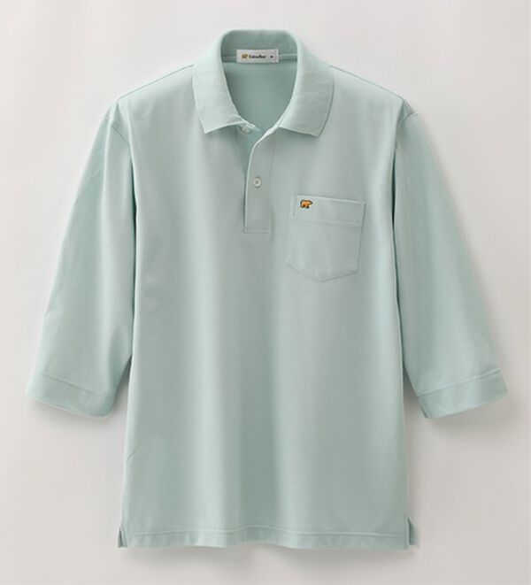 「＜ゴールデンベア＞上質国産ポロシャツ　選べる袖丈（半袖・７分袖）（メンズシャツ）」｜ミント(7分袖)