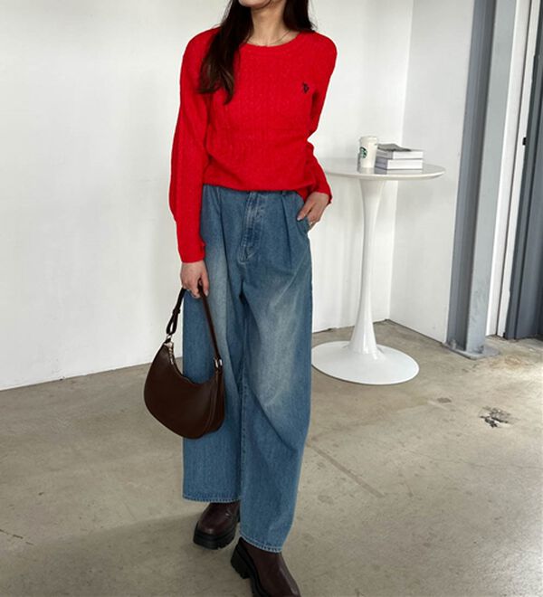 RANAN（ラナン）の「＜U.S.POLO ASSN.ユーエスポロアッスン＞ ワンポイントケーブルニット（ニット・セーター）」｜詳細画像