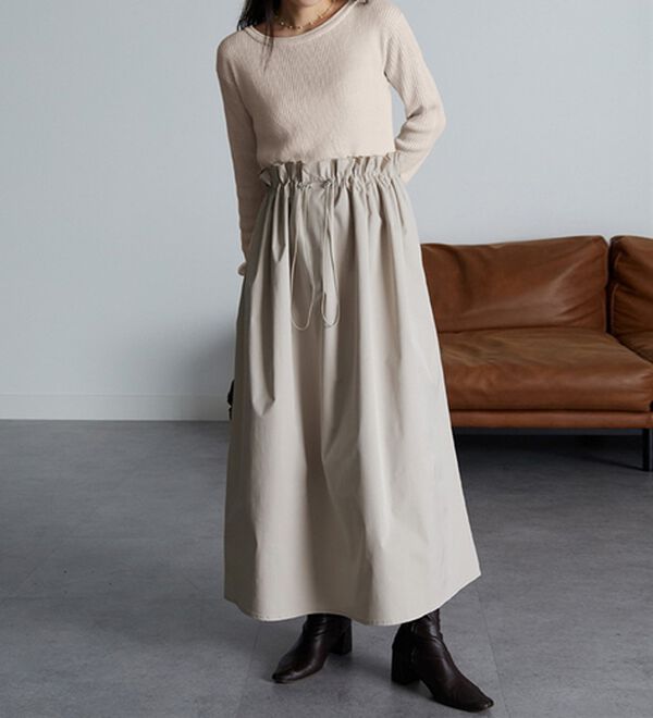 RANAN（ラナン）の「ドロストニットドッキングワンピース（ドッキングワンピース）」｜アイボリー