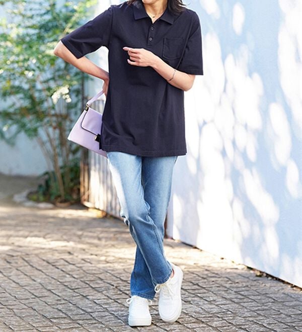 BELLUNA（ベルーナ）の「【ヒンヤリ機能付き＆綿１００％】サマ見えポロチュニック（チュニック）」｜詳細画像