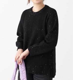 BELLUNA（ベルーナ）の「スパンコール使いラメニットプルオーバー（ニット・セーター）」｜黒系