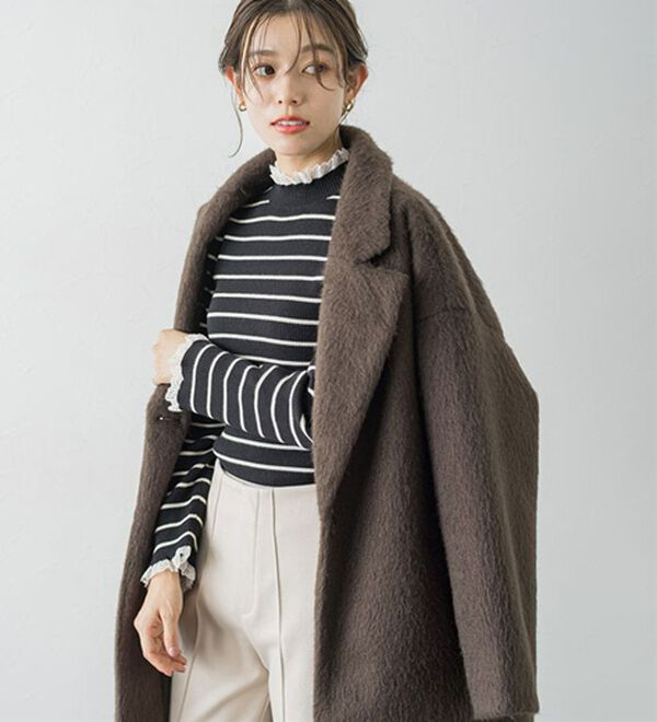 Pierrot（ピエロ）の「レース付ハイネックリブニット（ニット・セーター）」｜詳細画像