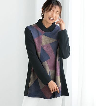 BELLUNA（ベルーナ）の「切替デザイン裏起毛チュニック（チュニック）」