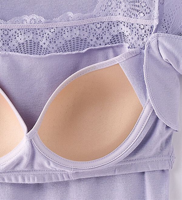 LAVIENNE（ラヴィエンヌ）の「綿１００％汗取りレース・カップ付インナー＜さらりラボ＞（ブラトップ・カップ付きインナー）」｜詳細画像