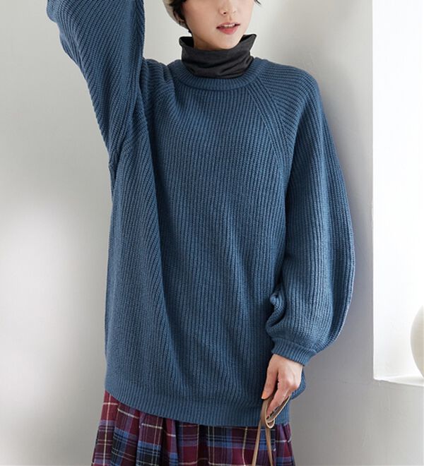 Viola e Viola（ヴィオラ エ ヴィオラ）の「【選べる衿】あったか裏起毛トップス＜ハイネック・クルーネック＞（カットソー）」｜詳細画像