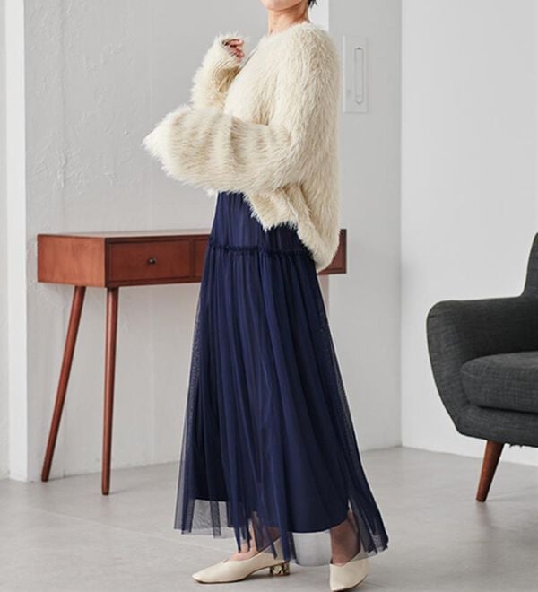 RANAN（ラナン）の「ふわっと可愛いフリルギャザーチュールスカート（ロングスカート）」｜詳細画像