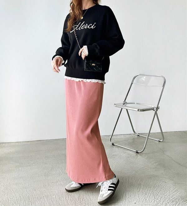 GeeRA（ジーラ）の「【着回し力◎】楽ちんすっきり見え！リブロングスカート（ロングスカート）」｜詳細画像