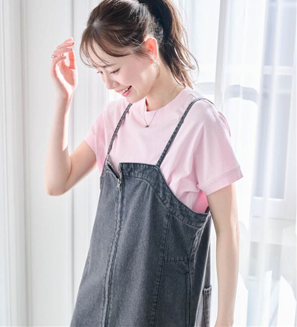 RANAN（ラナン）の「【選べる袖丈】【ひんやり・ＵＶ】＜BC＞綿100％プチハイネックＴシャツ（カットソー）」｜詳細画像