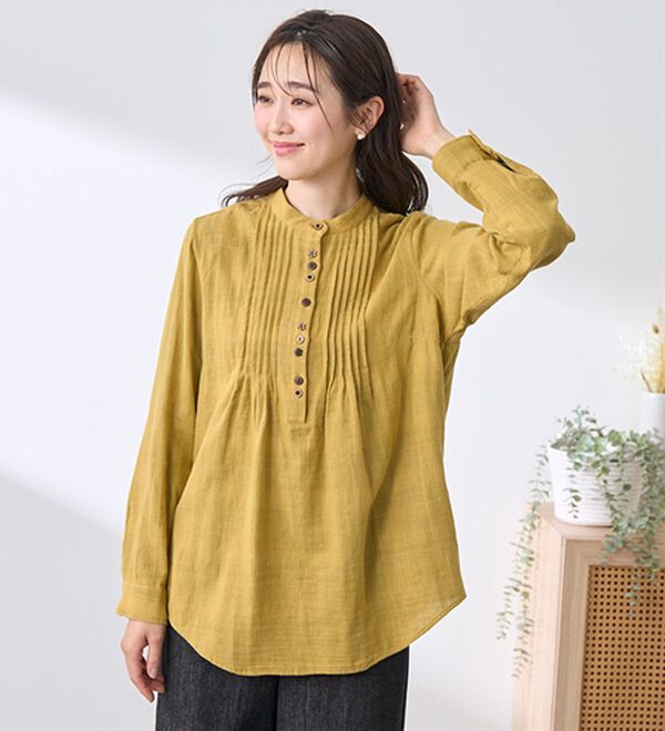 BELLUNA（ベルーナ）の「綿１００％ダブルガーゼオーバーブラウス（ブラウス）」｜詳細画像