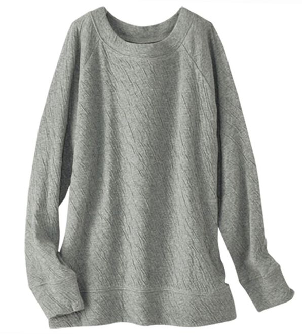 BELLUNA（ベルーナ）の「綿１００％柔らか接結プルオーバー（カットソー）」｜杢グレー