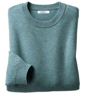 「＜シンプル＆プラス＞毎日着たいシンプルニット（メンズニット・セーター）」｜サックスブルー
