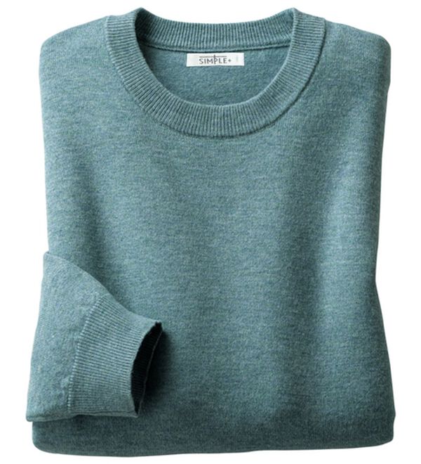 「＜シンプル＆プラス＞毎日着たいシンプルニット（メンズニット・セーター）」｜サックスブルー