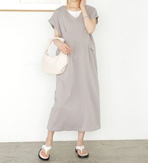 GeeRA（ジーラ）の「バイカラーステッチバックオープンワンピース（その他ワンピース）」｜グレー