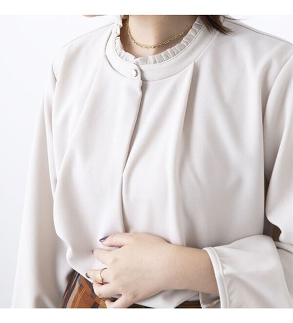 BELLUNA（ベルーナ）の「ジョーゼット素材衿フリルブラウス（ブラウス）」｜詳細画像