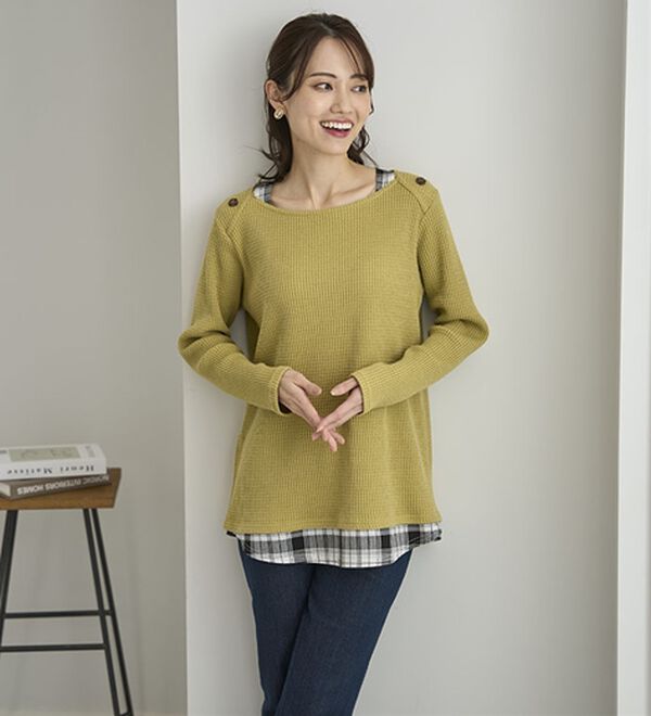 BELLUNA（ベルーナ）の「異素材重ね着風チュニック（チュニック）」｜詳細画像