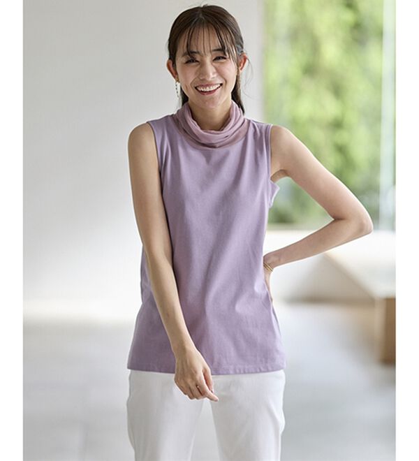 BELLUNA（ベルーナ）の「綿混素材脇汗対策チュール使いインナー（タンクトップ・キャミソール）」｜詳細画像