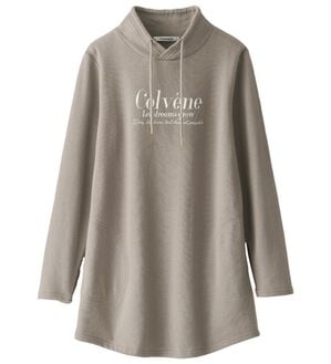 BELLUNA（ベルーナ）の「衿デザイン裏起毛ロゴチュニック（チュニック）」｜モカ