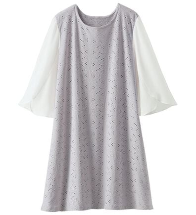 BELLUNA（ベルーナ）の「【体型カバー】花柄カットソーレース袖切替デザインチュニック（チュニック）」