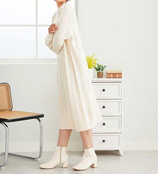 BELLUNA（ベルーナ）の「ケーブル柄ロング丈ニットワンピース（ニットワンピース）」｜詳細画像