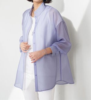 BELLUNA（ベルーナ）の「着るＵＶ対策！テンセル（ＴＭ）繊維混シアーシャツ（シャツ）」｜サックス