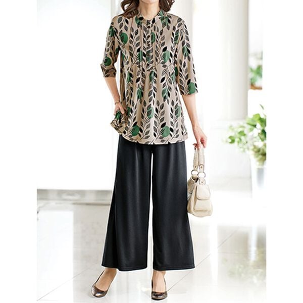 BELLUNA（ベルーナ）の「【３点セット】幾何柄プリントカットソー３点セットアップ（セットアップ）」｜詳細画像