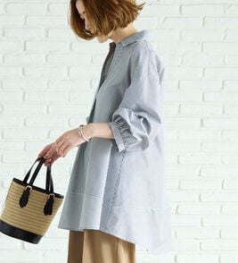 BELLUNA（ベルーナ）の「麻調素材袖タックデザインシャツチュニック（チュニック）」