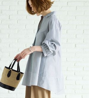 BELLUNA（ベルーナ）の「麻調素材袖タックデザインシャツチュニック（チュニック）」｜詳細画像