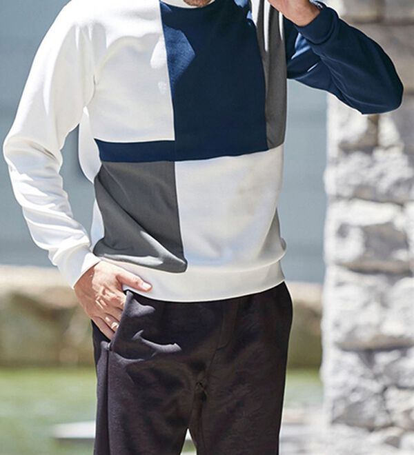 「パネル切替ミラノリブトレーナー（メンズトレーナー）」｜詳細画像