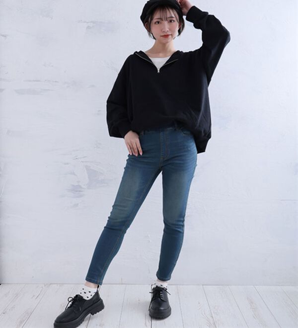 A HAPPY MARILYN（アハッピーマリリン）の「【Ｍ～８Ｌ】【選べる丈】魔法の美ライン ストレッチ スキニー デニムパンツ（スリム・スキニーパンツ）」｜詳細画像