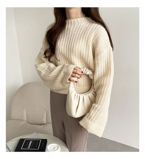 GeeRA（ジーラ）の「ラーベン編モヘアタッチニットトップス（ニット・セーター）」｜詳細画像