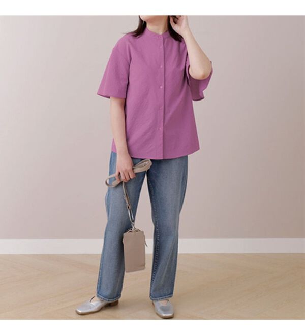 BELLUNA（ベルーナ）の「サッカー素材袖デザインブラウス（ブラウス）」｜詳細画像