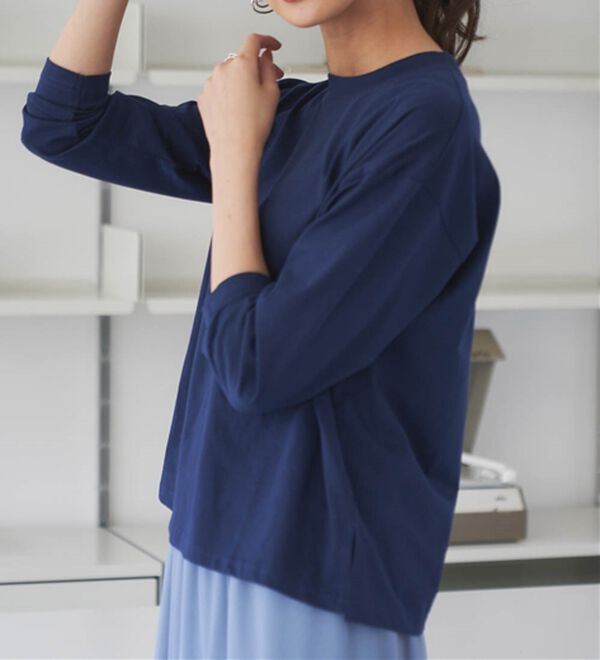 RANAN（ラナン）の「【選べる袖丈】ひんやり！＜BC＞綿100％プチハイネックＴシャツ（カットソー）」｜詳細画像