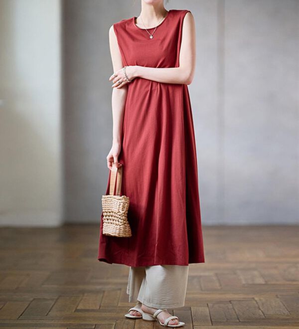 RANAN（ラナン）の「綿１００％フレアーロングワンピース（ロングワンピース）」｜詳細画像