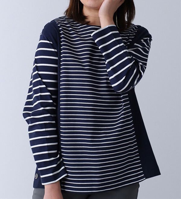 BELLUNA（ベルーナ）の「裾ボタンデザインボーダープルオーバー（カットソー）」｜詳細画像