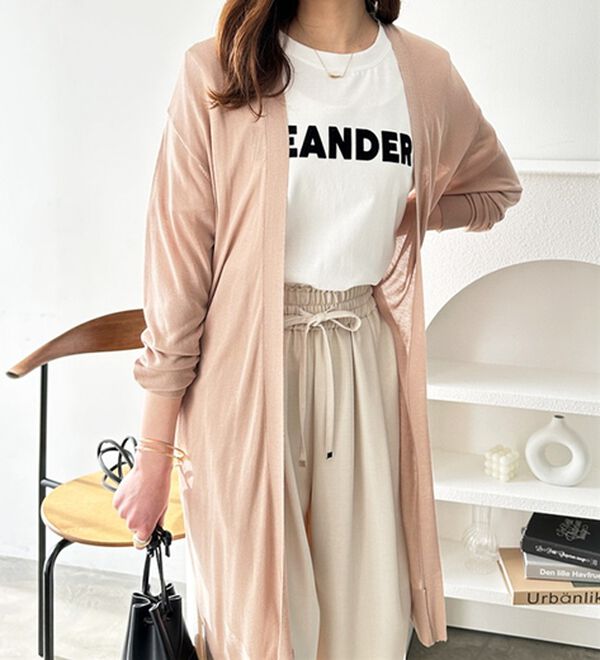 GeeRA（ジーラ）の「【3つの機能付】ロングニットカーディガン（ミディ丈）（ニットカーディガン）」｜詳細画像