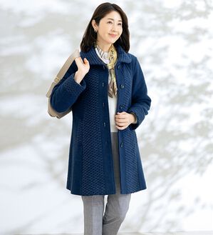 ルフラン（ルフラン）の「ウール混切替えデザインコート（ロングコート）」｜ネイビー