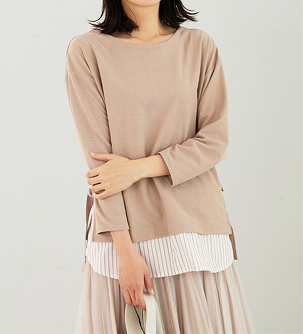 BELLUNA（ベルーナ）の「 ラメストライプシャツフェイクチュニック（チュニック）」｜詳細画像