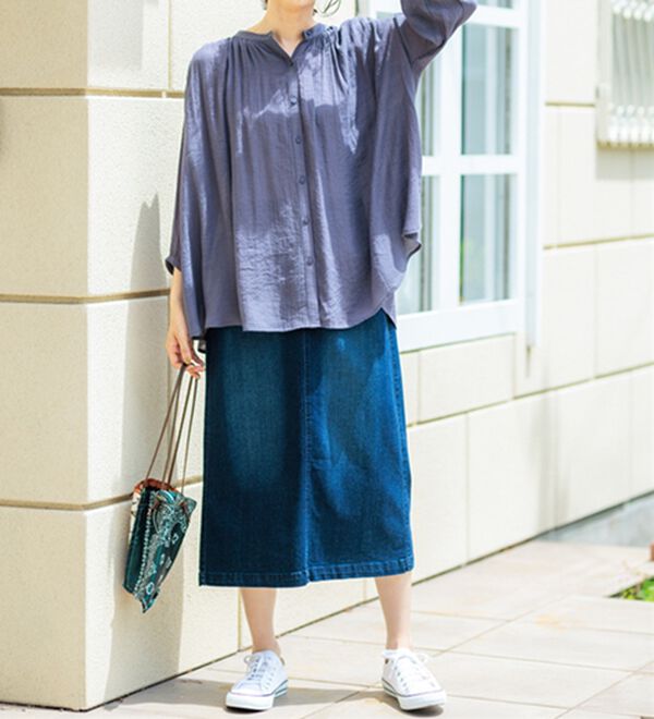 BELLUNA（ベルーナ）の「スラブ素材ギャザーデザインブラウス（ブラウス）」｜詳細画像